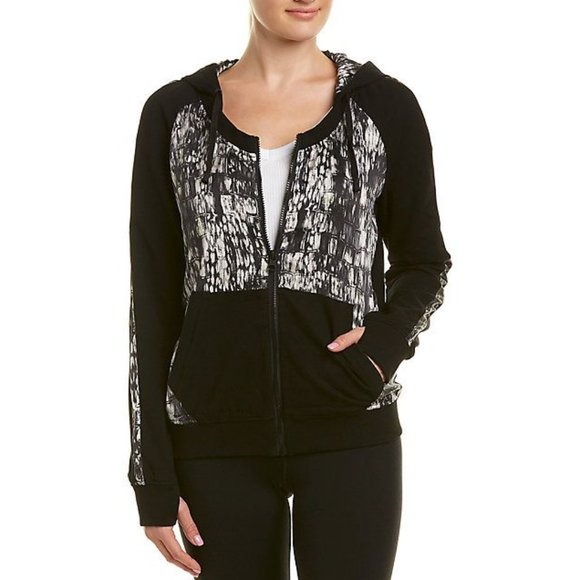 blanc noir Jackets & Blazers - Blanc Noir Glam Silk Blend Full Zip Hoodie